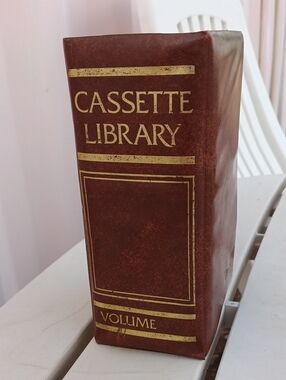 Vintage Cassette Library Decorative Storage Box - Brown Faux Leather